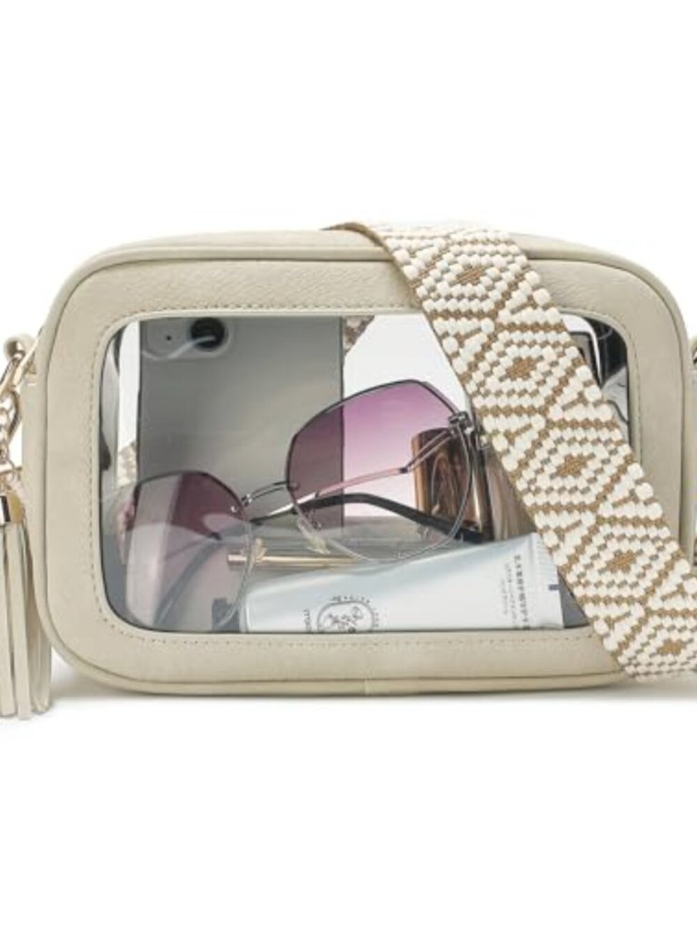 Clear Crossbody Bag Stadium Approved Waterproof Vegan Leather PVC Purse
